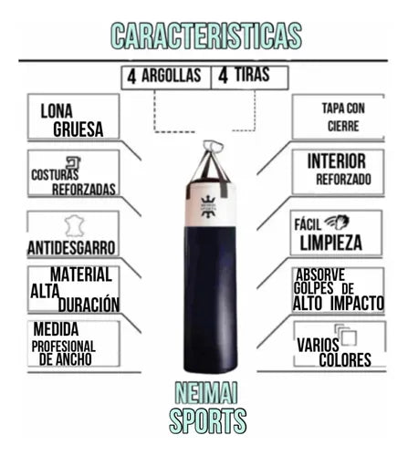 Golden Club Bolsa de boxeo lona brillante 1.80mts