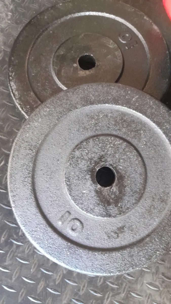 Discos de hierro vistos de cerca